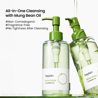 Korean Beplain Mung Bean Pore Serum,Deep Pore Cleansing Foam,Makeup Remover Oil and Clay Mask Facail Firming Skin Care Products