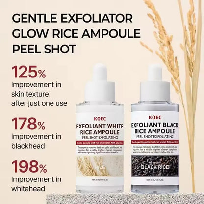 Exfoliant Black & White Rice Ampoule Facial Serum Peel Shot Exfoliating Brightening Remove Dead Skin Blackhead AHA BHA 30ml