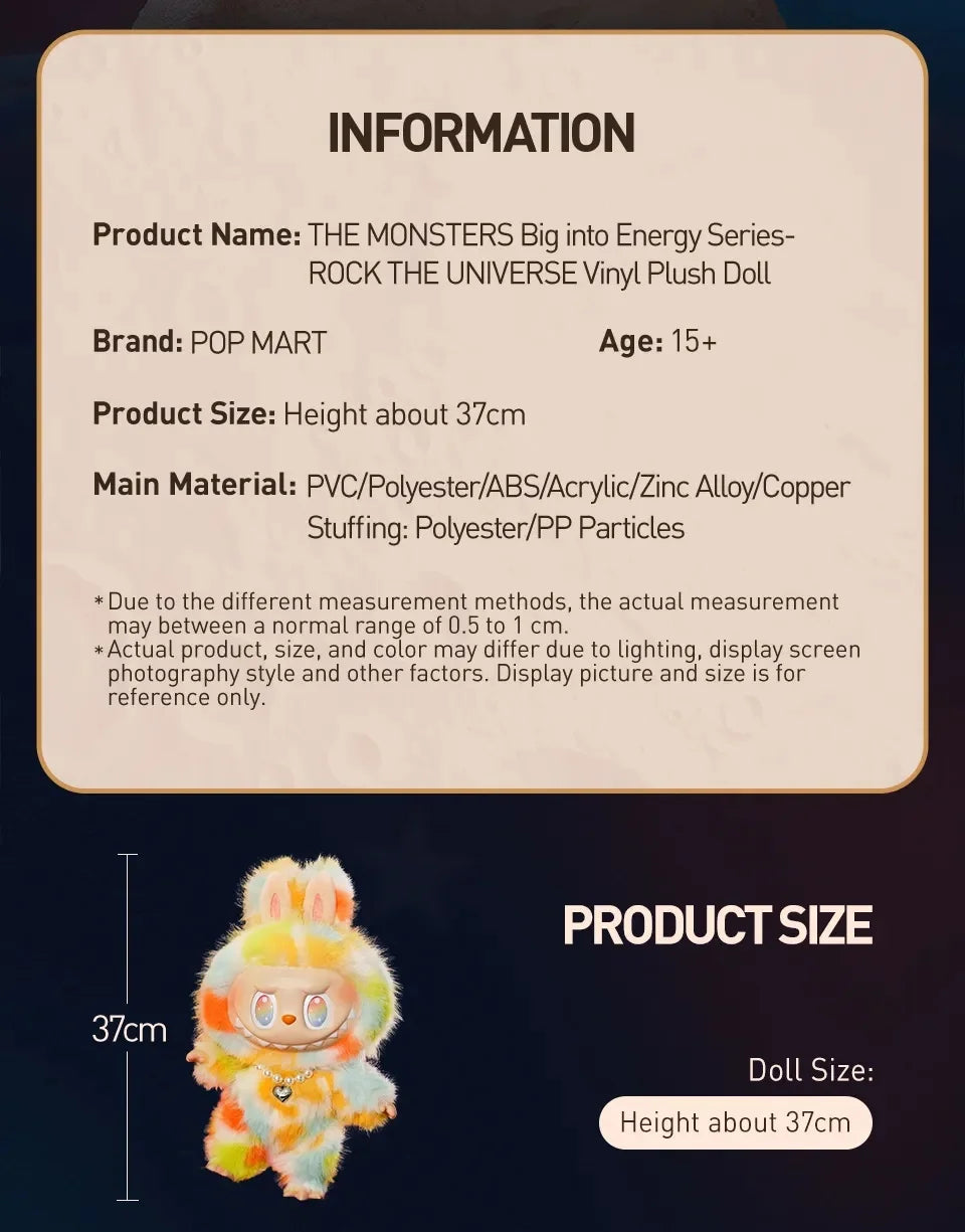 POP MART LABUBU THE MONSTERS Big into Energy Series- ROCK THE UNIVERSE Series Blind Box Mystery Box Guess Bag Toys Doll Cute