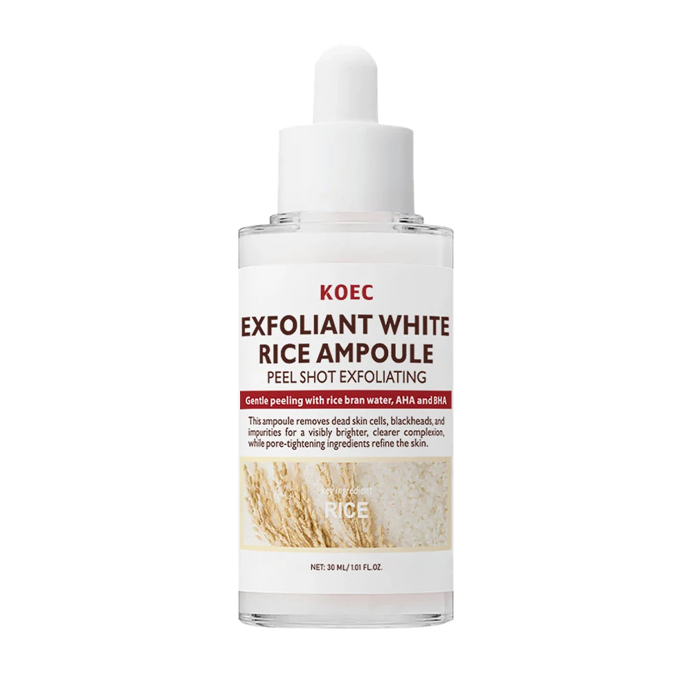 Exfoliant Black & White Rice Ampoule Facial Serum Peel Shot Exfoliating Brightening Remove Dead Skin Blackhead AHA BHA 30ml