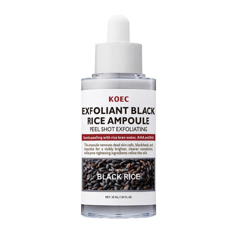 Exfoliant Black & White Rice Ampoule Facial Serum Peel Shot Exfoliating Brightening Remove Dead Skin Blackhead AHA BHA 30ml